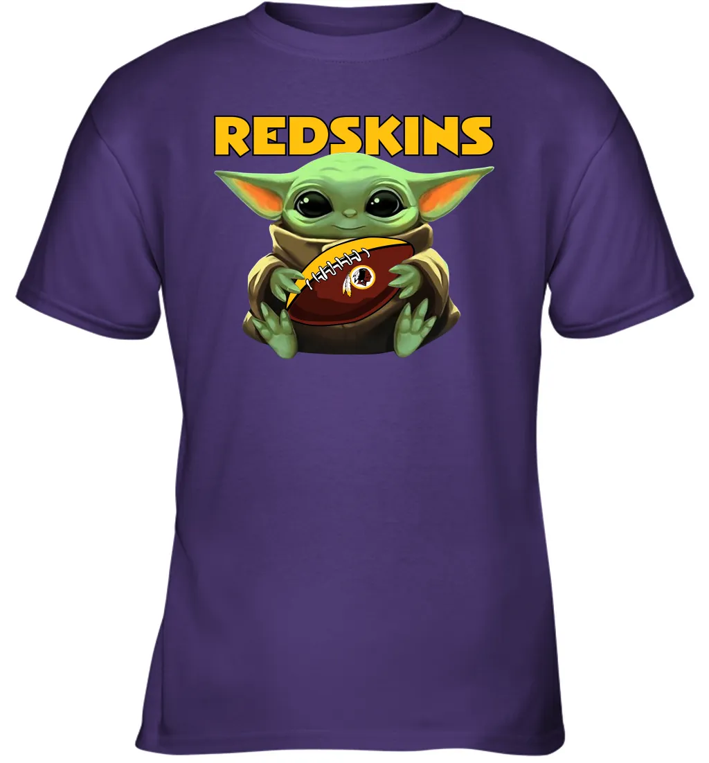 Baby Yoda Loves The Washington Redskins Star Wars Baby Yoda Hugs Redskins NFL Youth T-Shirt