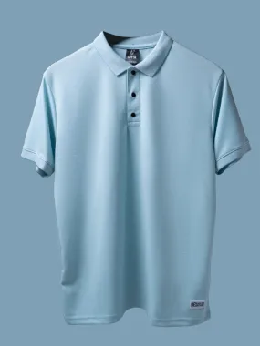 Cross Knit Sky Blue Polo T-shirt