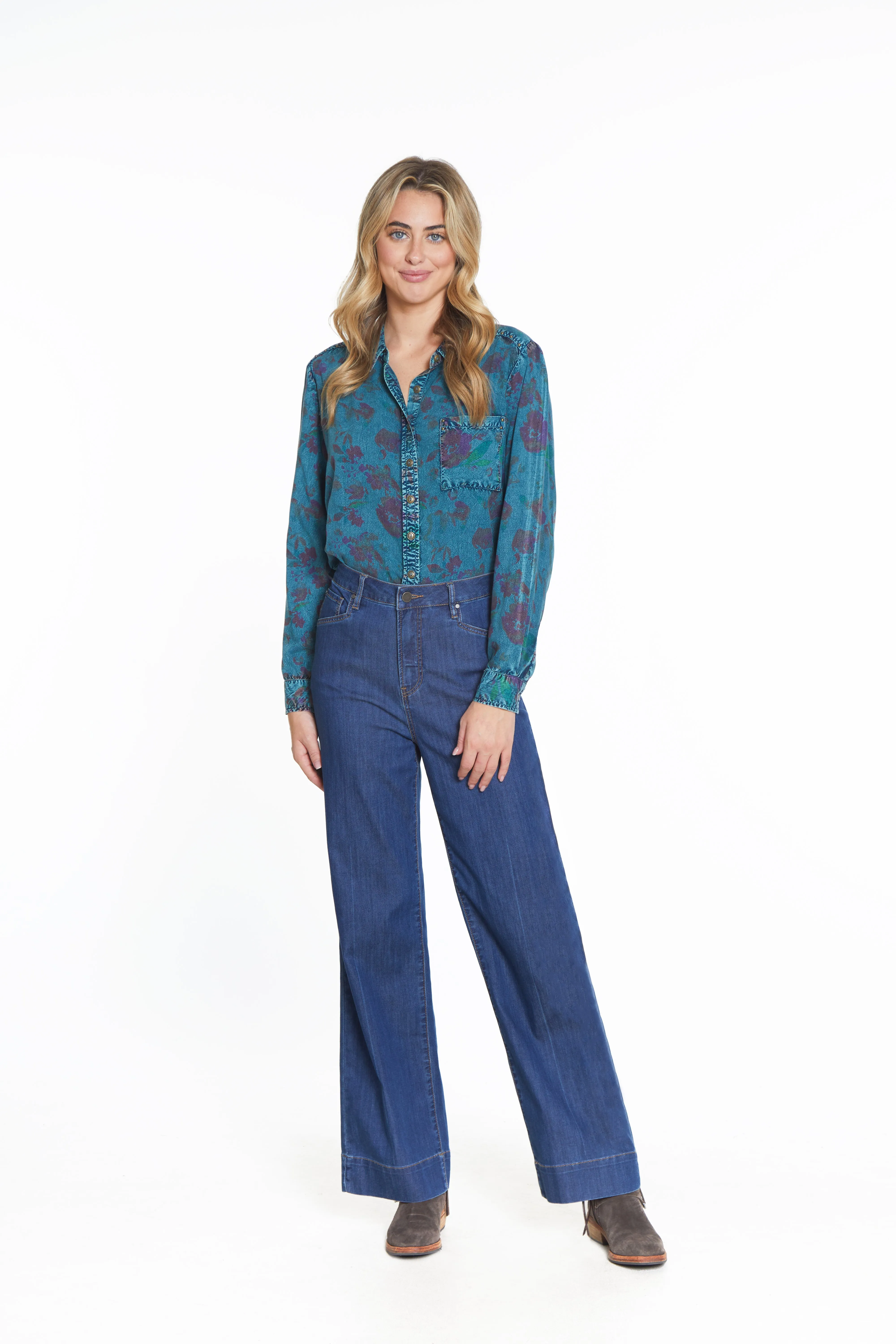 Wide Leg Trouser Jean - Dark Indigo