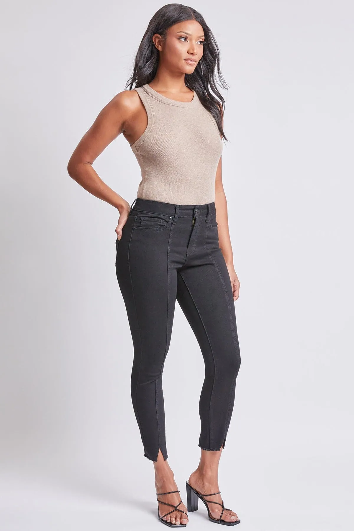 Women's High Rise Skinny Jean With Front Seam and Slit Detail Lifestyle Collection